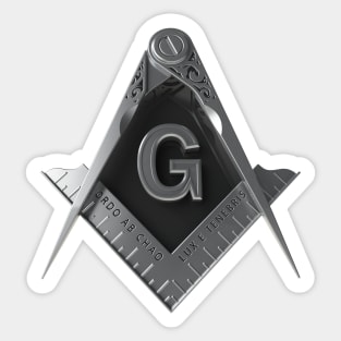 Silver Square & Compass Masonic Freemason Sticker